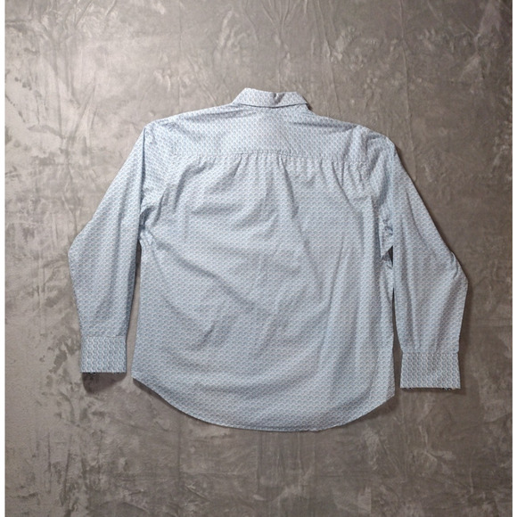 Robert Graham Shirt Men's Sz L Blue White Geometric Flip Cuff Button Long Sleeve - Picture 4 of 10